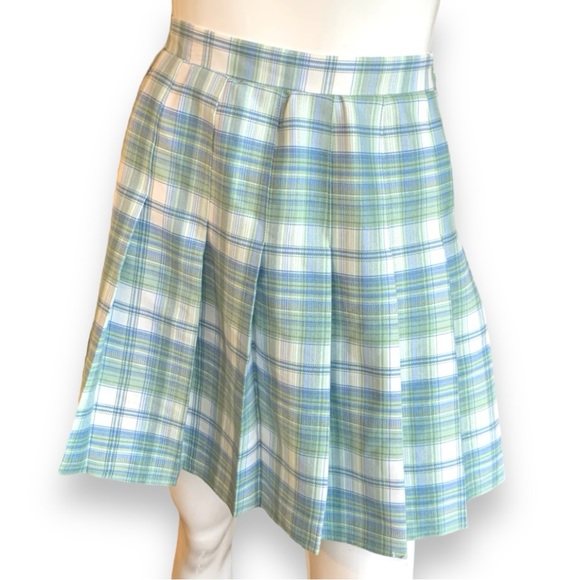 REWIND TARTAN GREEN/WHITE PLAID SKIRT. JUNIOR SIZE MEDIUM - Picture 1 of 7